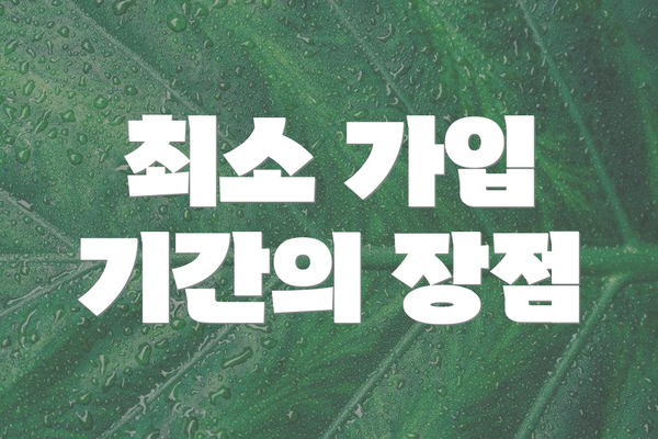 최소 가입 기간의 장점