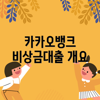 카카오뱅크 비상금대출 개요