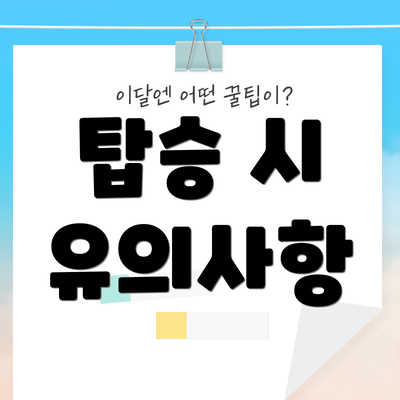 탑승 시 유의사항