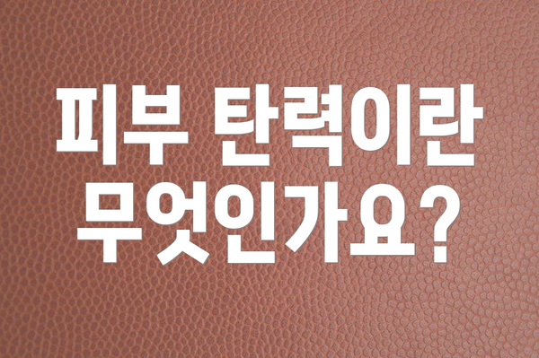 피부 탄력이란 무엇인가요?