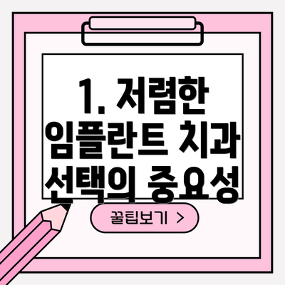 1. 저렴한 임플란트 치과 선택의 중요성