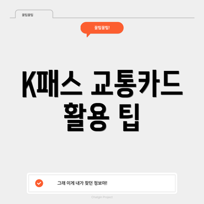 K패스 교통카드 활용 팁