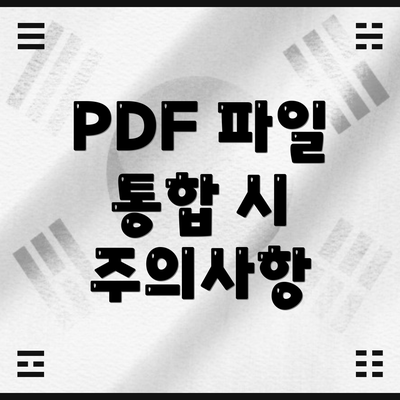 PDF 파일 통합 시 주의사항
